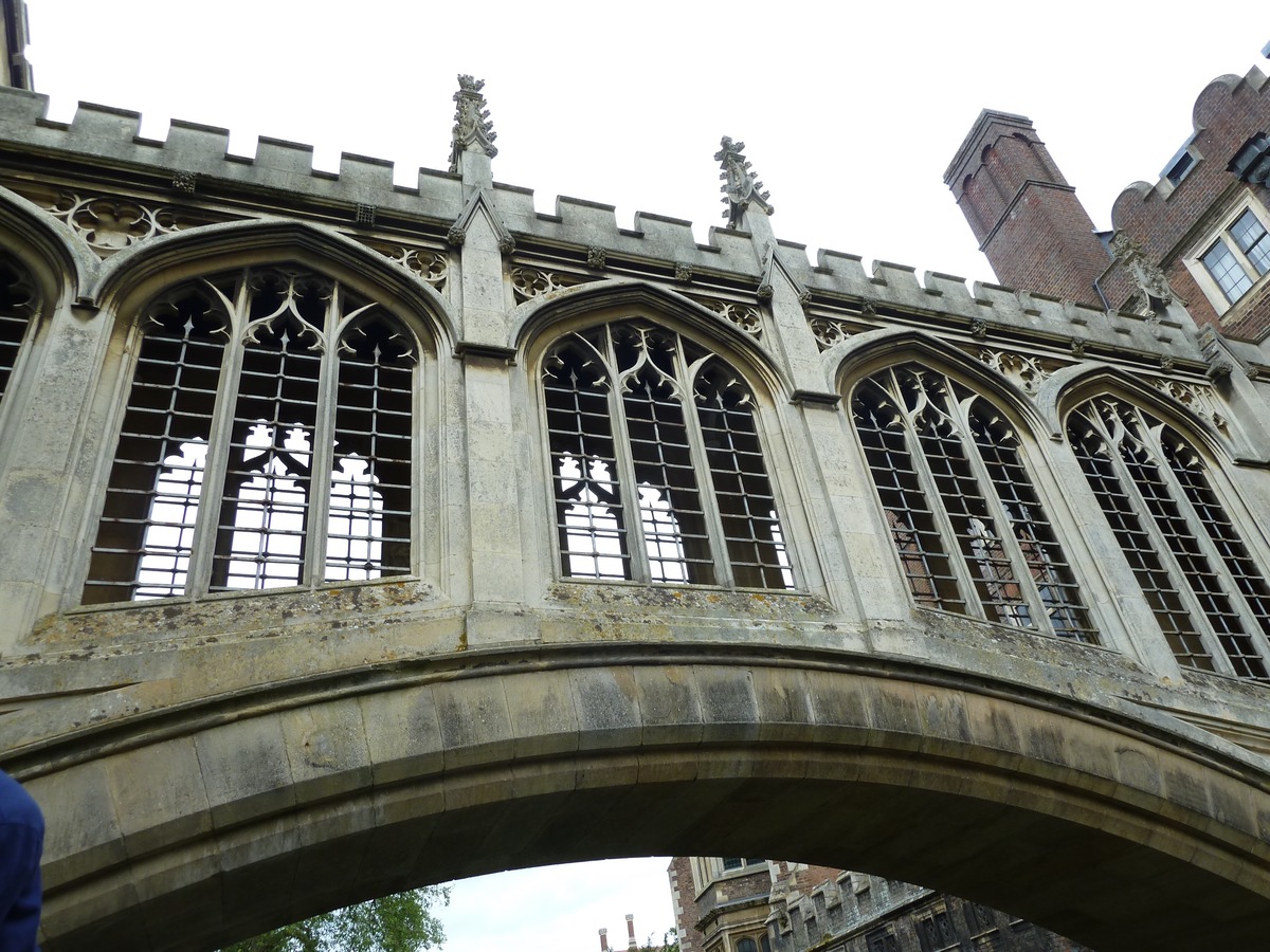 The famous Bridge of Sighs in Cambridge. The opening and naming ceremony was carried out by Queen Victoria who after her visit to Venice  spotted a similarity  to their Bridge of Sighs.